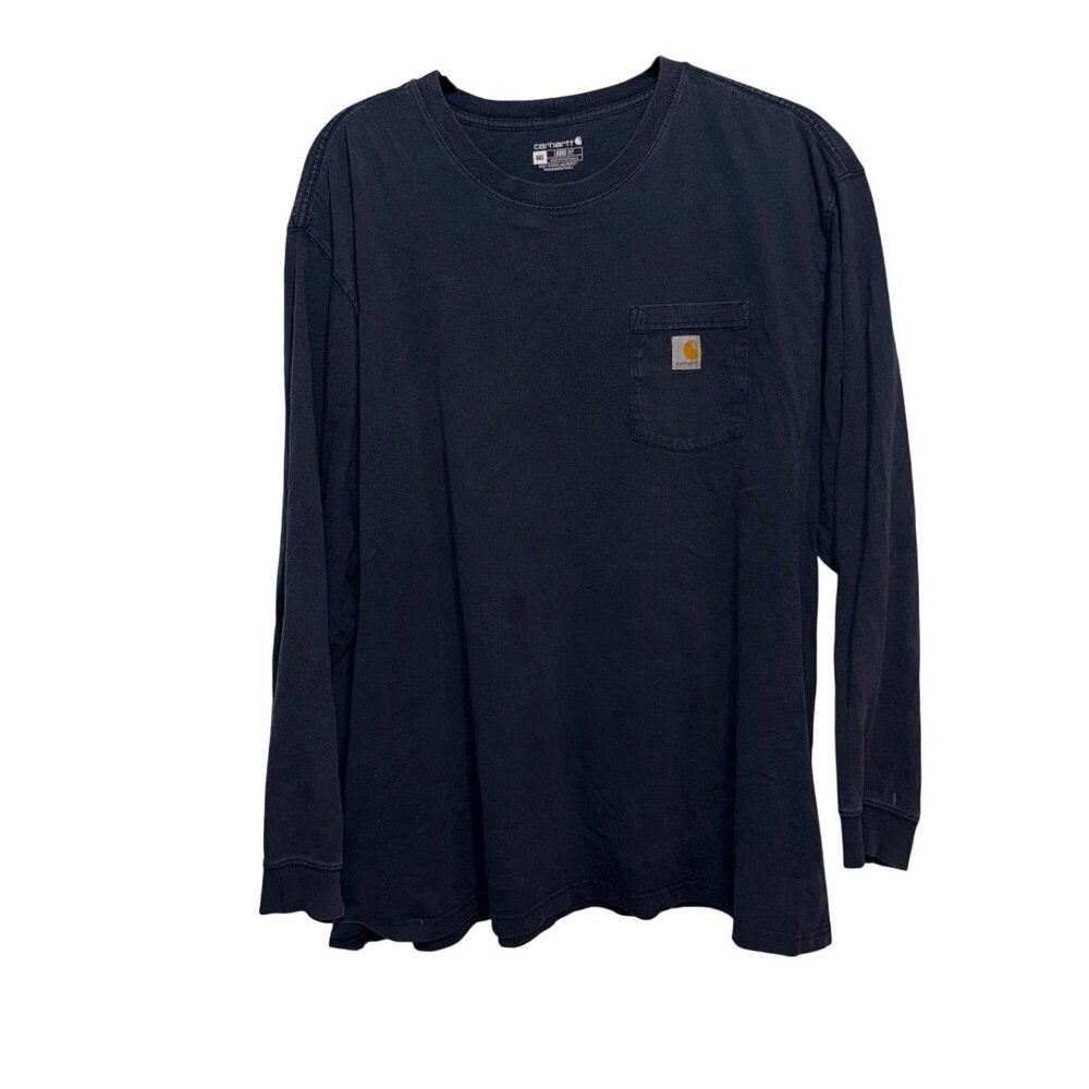 Carhartt Mens Navy Blue Long-Sleeve Shirt With Pocket Loose Fit 4XL